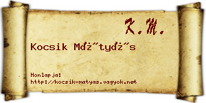 Kocsik Mátyás névjegykártya